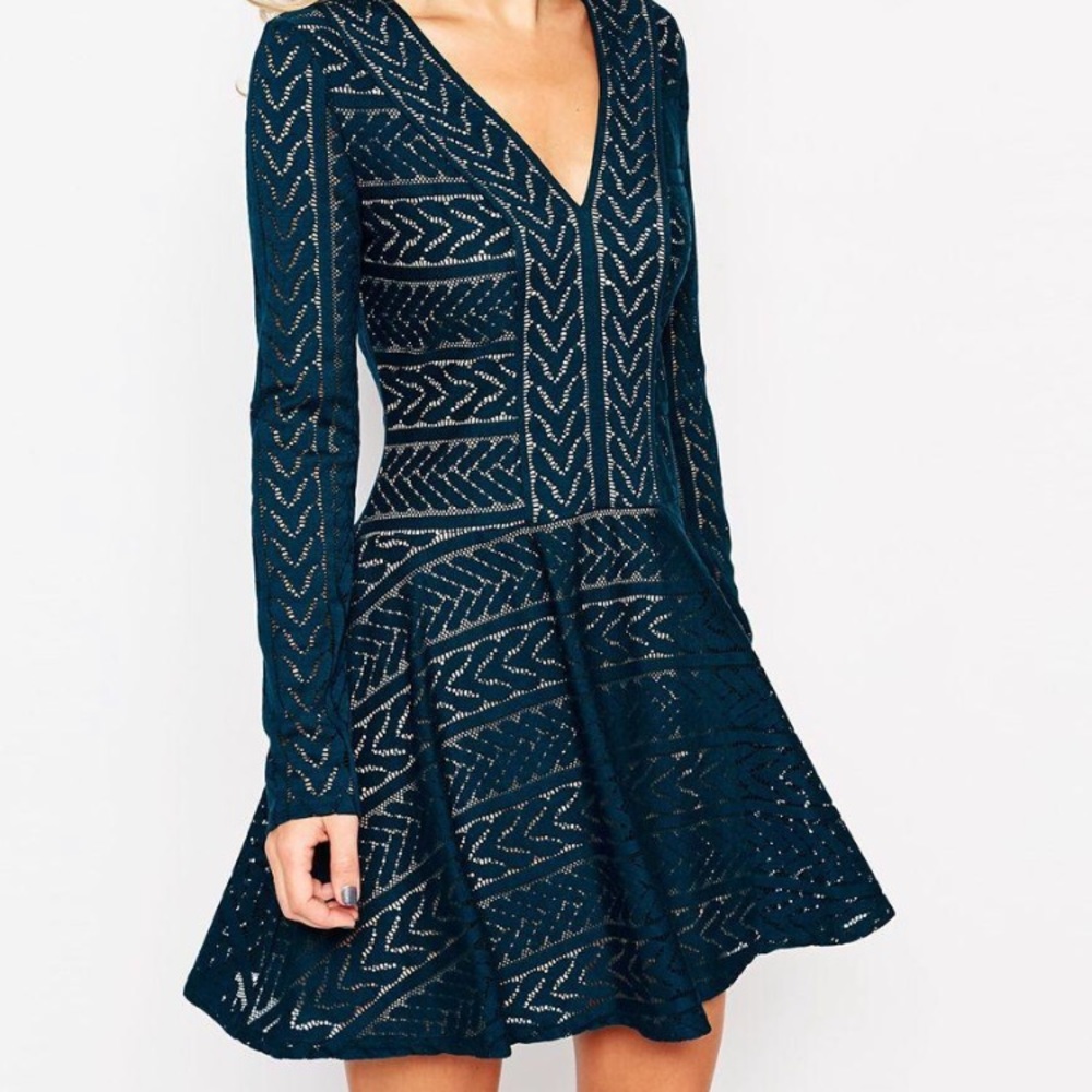 Green Lace-overly Flare Dress from BCBG!